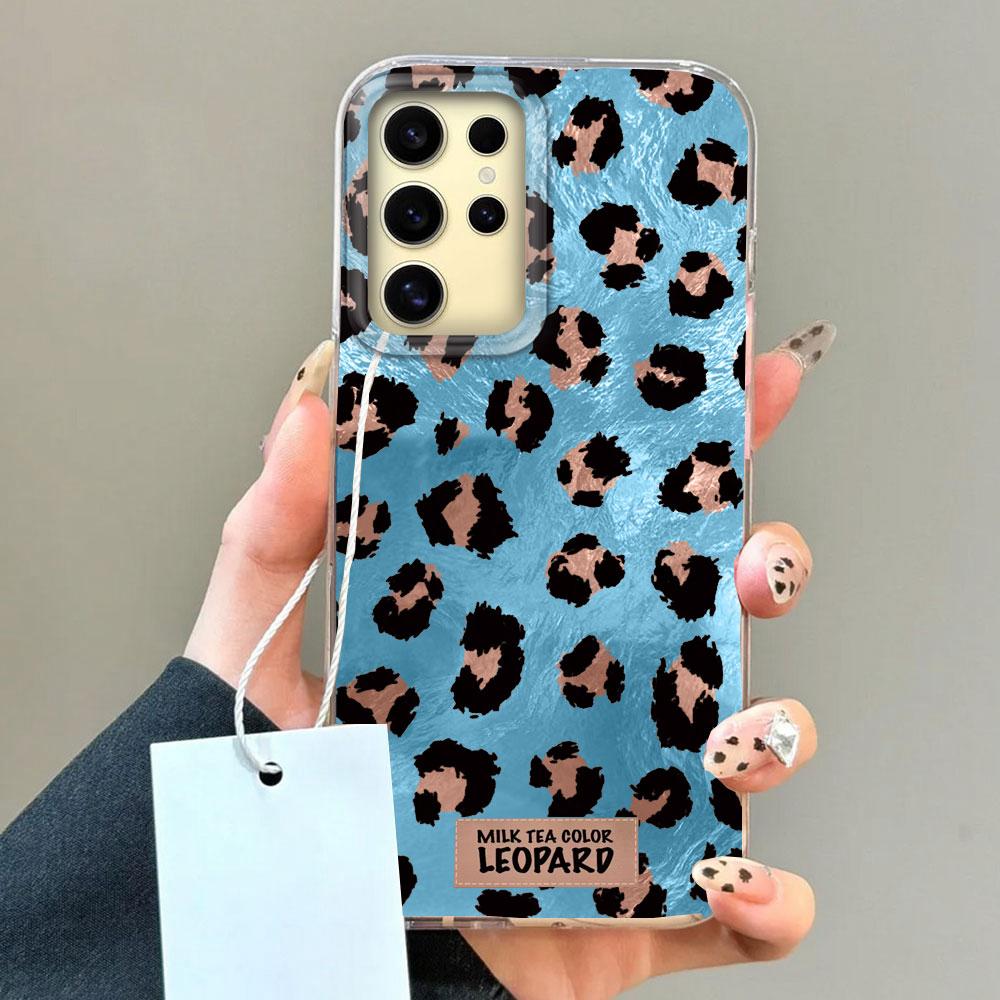 Pink Black Leopard Print Pattern Women Phone Case for Samsung Galaxy S25 Edge S24 S23 S22 S21 S20 FE Plus Ultra Shell Back Cover