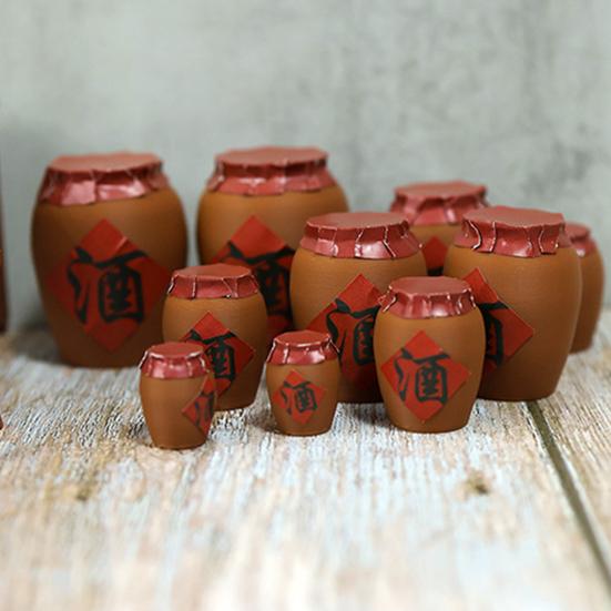 Miniature Liquor Jar Chinese Style Mini Decorative Wine Jar Model Toy DIY 1/12 Dollhouse Kitchen Dining Room Table Decoration Accessories