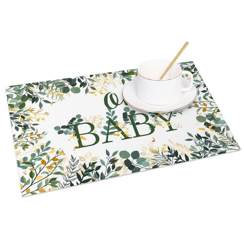 Botanische Florale Platzsets Grüne Blätter Blumen Design Naturinspiriertes Tischset für Esstisch Küche Party Waschbar Umweltfreundlich