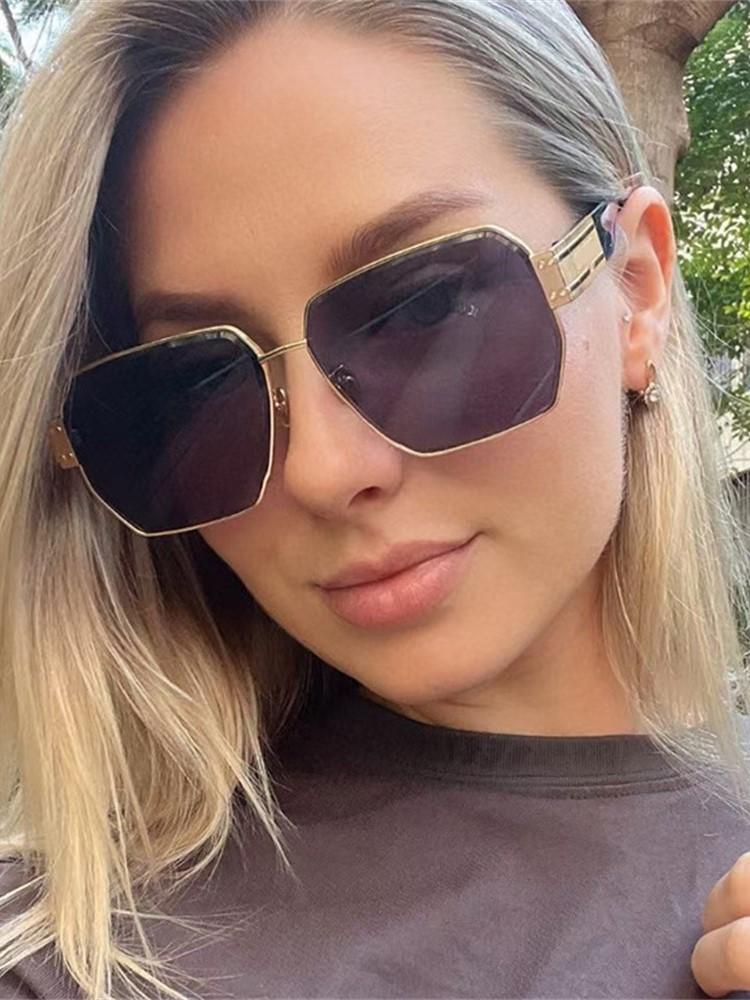 New Fashion Square Oversized Sunglasses Women Big Frame Colorful Sun Glasses Female  Unisex Black Shades