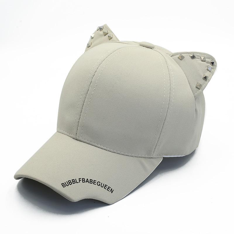 New Men'S And Women'S Fashion Cute Riveted Cat Ear Baseball Cap Personality Sunshade Sunscreen Cap