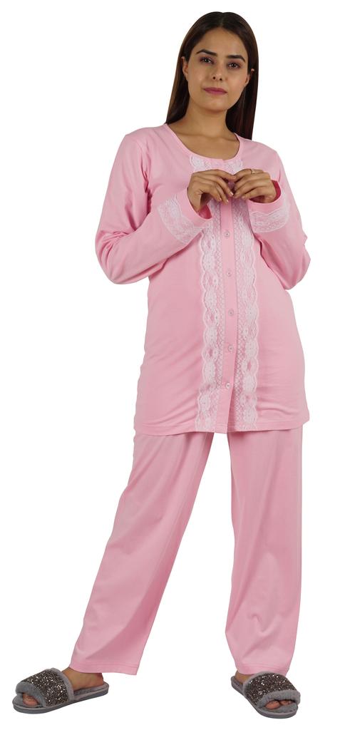 Moomaya Womens Solid 2 Pcs Nightwear Set Sleepwear Top & Pajama PJ NightSets