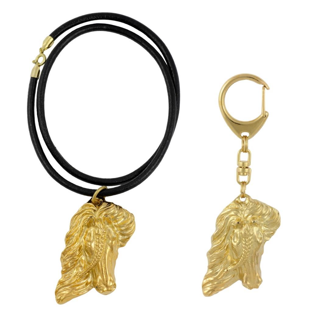 Bay Horse - keychain and necklace with a horse in a box, high-quality gold-plated product, Art-Dog brand