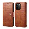 Capa de Couro com Padrão de Crocodilo para Celular iPhone 16 Pro Max 17 Air 16e 15 Plus 14 13 12 11 Xr Xs Botão Porta-Cartões Carteira Capa