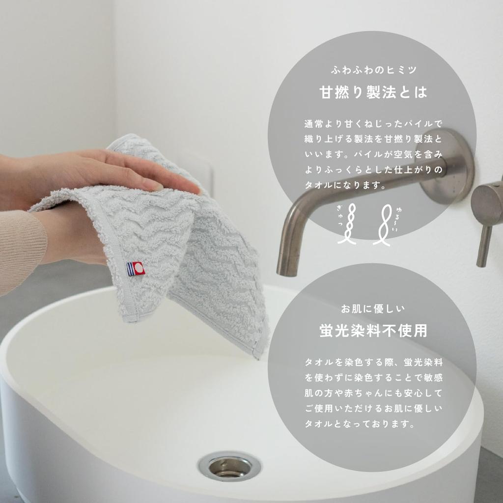 OruTa Imabari Towel Handkerchiefs, Wave Pattern, Set of 10, Individually Wrapped, Small Size, Cotton, Nagisa Brand, Made In Japan, 22 X 22 Cm, Assorte