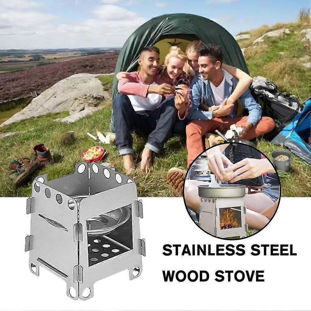 Stainless Steel Wood Burning Folding Camping Stove Lightweight Camping Hiking