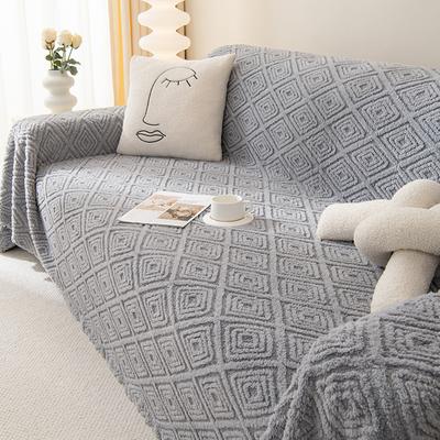 Modern Style Four Seasons Universal Back Plaid Plush Sofa Towel All-Inclusive Living Room Universal Cover Cover