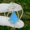 Pentagon Natural Blue Chalcedony 925 Silver Bezel Throat Chakra Handmade Pendant