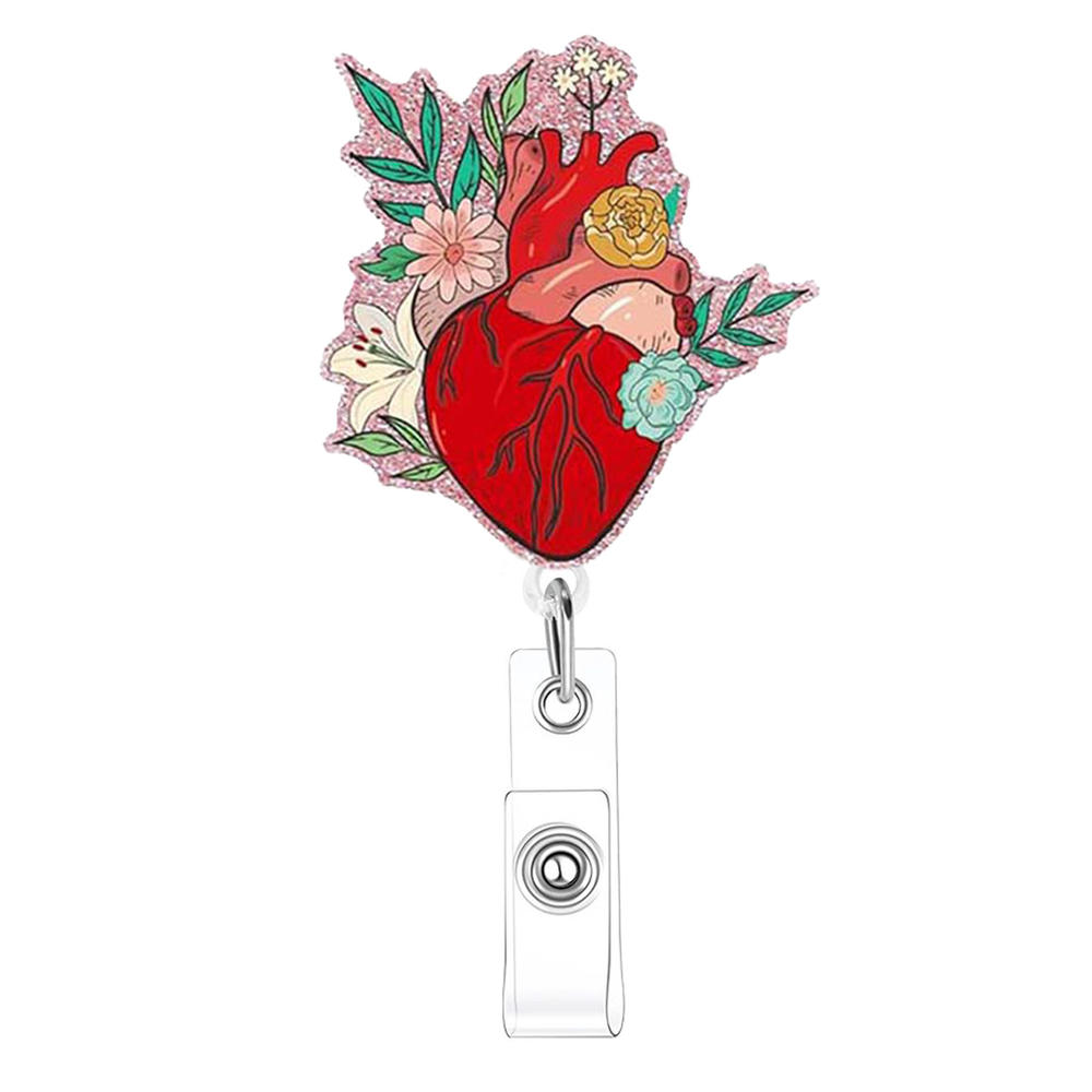 New Arrival Nurse Badge Reels Retractable Badge Holders With Alligator Clip Organ Heart Id Badge Clip For Doctor Nursing Student