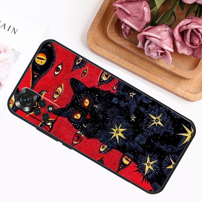 Death Tarot Cat Case For Xiaomi Redmi Note 9 10 11 12 13 14 Pro 9S 10S 11S 12S Redmi 14C 13C 10C 12C Cover