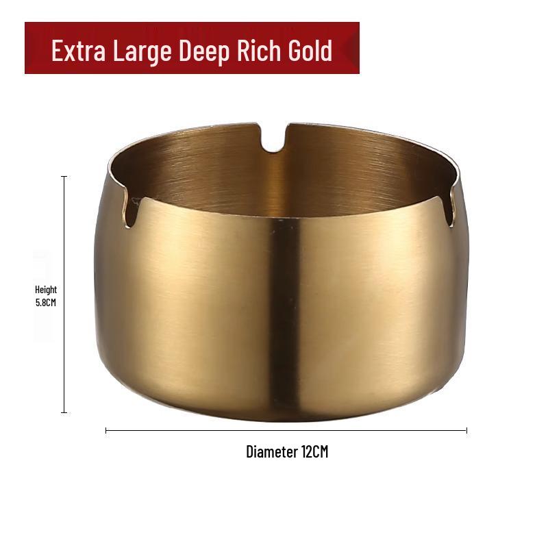 Customized Windproof Stainless Steel Ashtray with Engraved Silk Flower for Bars, Cafes, and Living Rooms