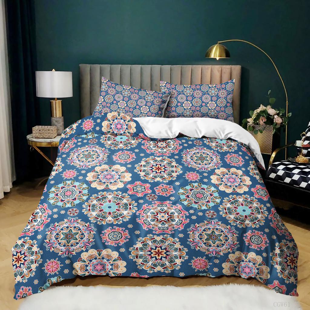 Ethnic Bohemian Kit 3D Digital Printing Bed Three-Piece Set Quilt Cover Pillowcase