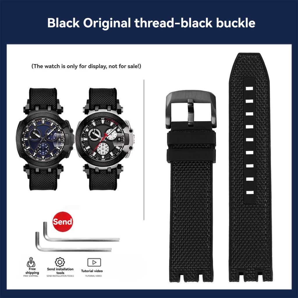 22mm High Quality Nylon Canvas Strap For Tissot MotoGP T-Sport Racing Series T115.417 T115.427A Rubber Bottom Watchband Bracelet