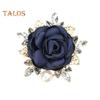 Women Brooch 3D Rose Leaf Faux Pearl Rhinestone Lapel Collar Pin Bag Scarf Hat Decoration Brooch Prom Party Jewelry