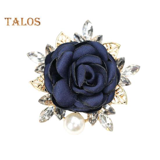 Women Brooch 3D Rose Leaf Faux Pearl Rhinestone Lapel Collar Pin Bag Scarf Hat Decoration Brooch Prom Party Jewelry