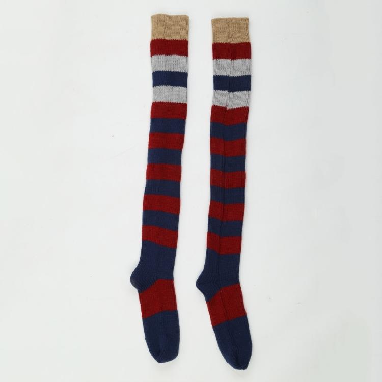 Autumn Slouch Crochet Knitting Colorful Striped Thigh High Long Socks for Women