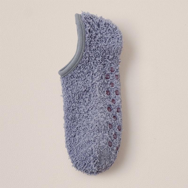Coral Fleece Socks Women's Plush Floor Socks To Keep Warm In Autumn Winter Indoor Home Furnishing Plus Velvet Non-slip Short Tube Sleeping Boat Socks