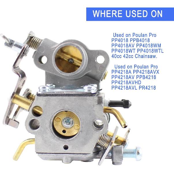 Compatible with PP4218A Carburetor for Poulan Pro P3314 PR4218 PP4218AVX PP4018 PP3516AVX P3416 PP3816 Chainsaw Craftsman