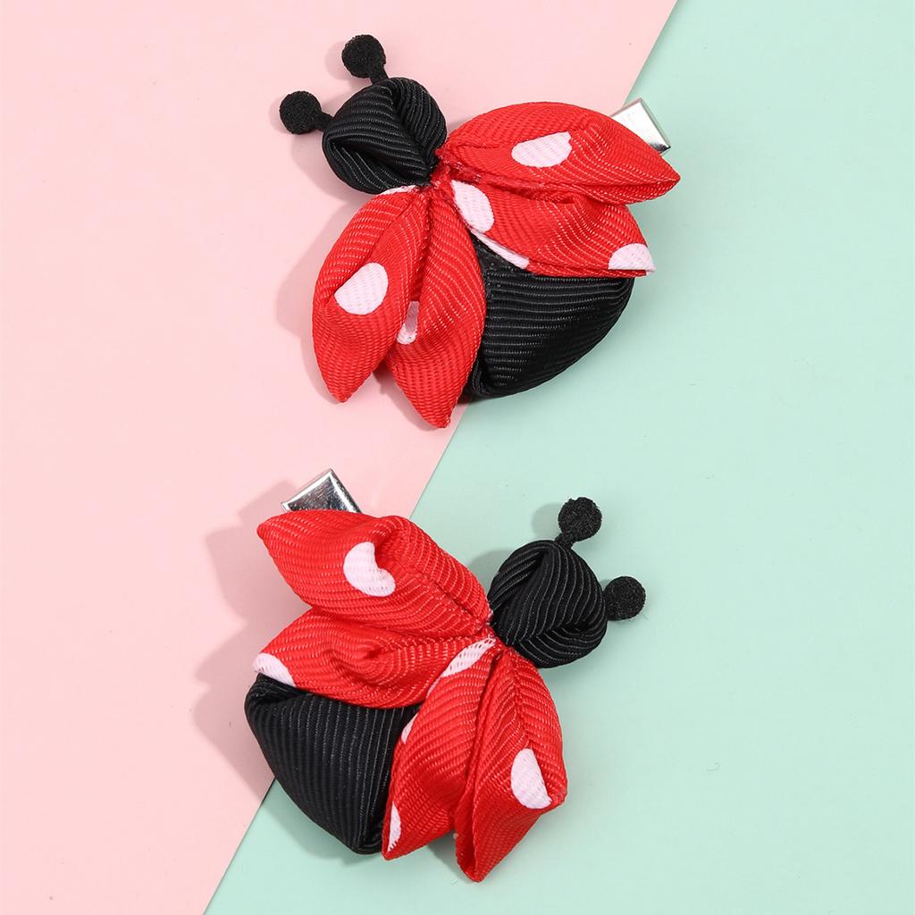 2 Stück/Set Rote Marienkäfer Haarspangen für Mädchen Handgefertigt Lieblich Tier Haarnadeln Kinder DIY Haarspangen Kinder Kawaii Haaraccessoires