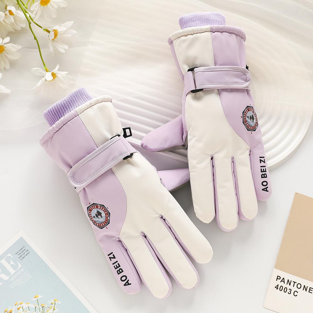 Ski Gloves for Men and Women Outdoor Winter Thickened Windproof Water Splashing Cold and Velvet Touch Screen Riding Warm Gloves