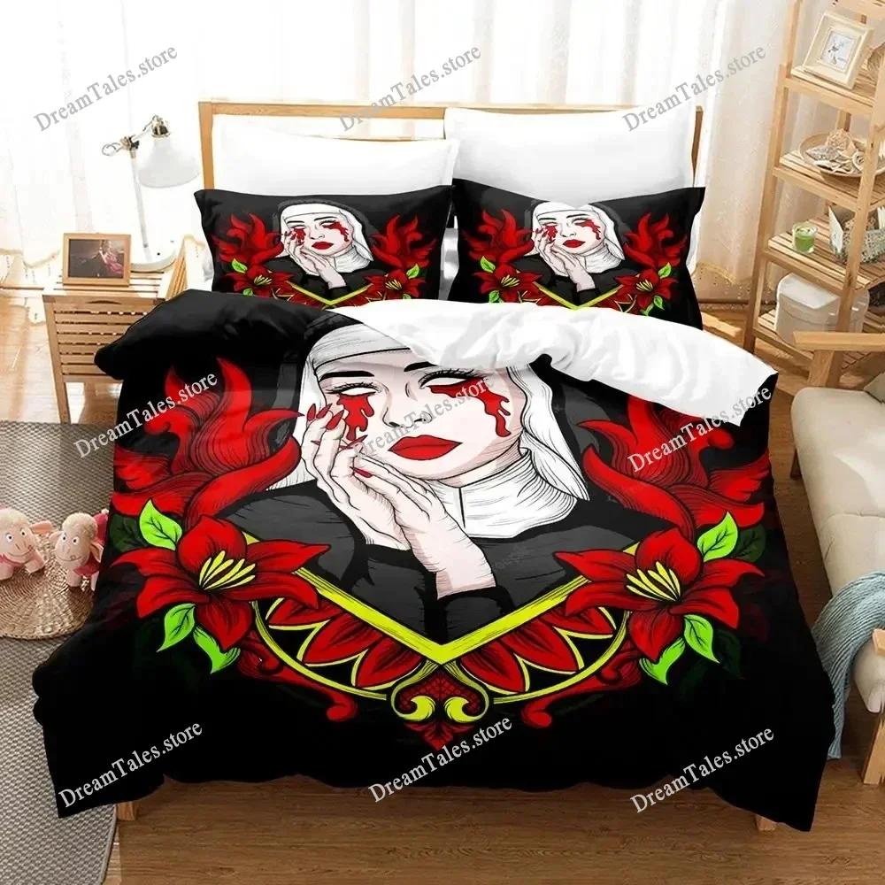 New Nun Bedding Set Single Twin Full Queen King Size Bed Set Adult Kid Bedroom Duvet Cover Sets 3D Print Anime Bed Sheet Set369