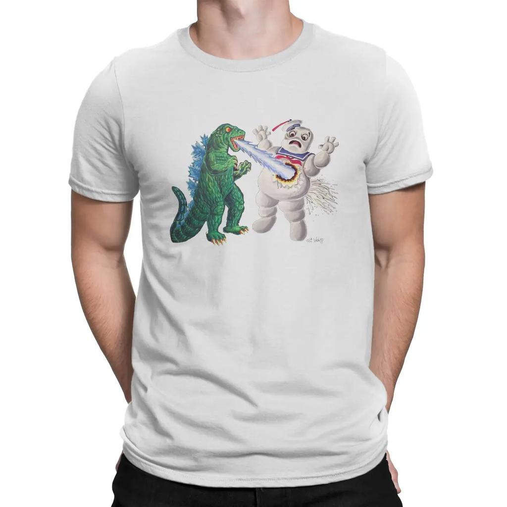 Kaiju With A Sweet Tooth T-Shirts for Men Attack Of The Marshmallow Unique Cotton Collar Short Sleeve T Shirt Graphic Printed
