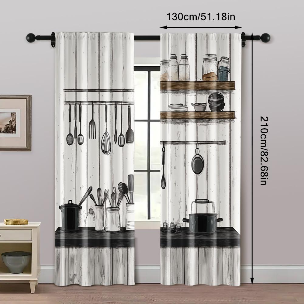 2 Stück, Vorhänge&Fensterdekoration 2D-Druck Küchenregeln Bauernhof Maschinenwaschbarer Stoff (ohne Stange) Dekorationen Für Zuhause Perfekt