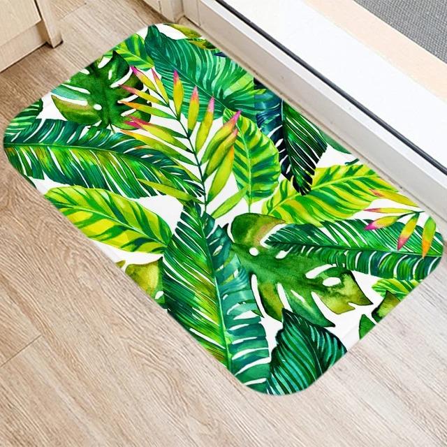 Tropical Plants Leaf Mat Kitchen Rugs Anti-slip Home Hallway Bedroom Entrance Carpets Washable Bathroom Porch Decorative Doormat