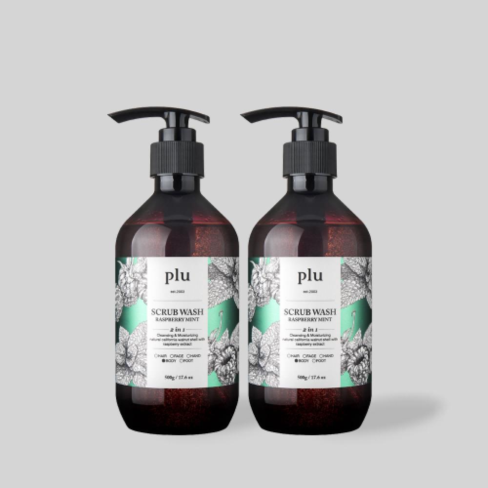Plu Daily Scrub Body Wash 500g X 2  Choose 2 From 3 Types Raspberry mint 500g/Raspberry mint 500g
