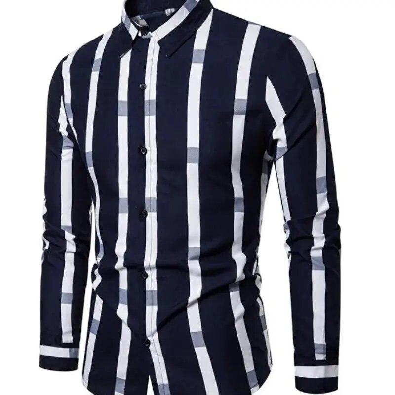 Men's New Casual Striped Long Sleeved Seasonal Shirt