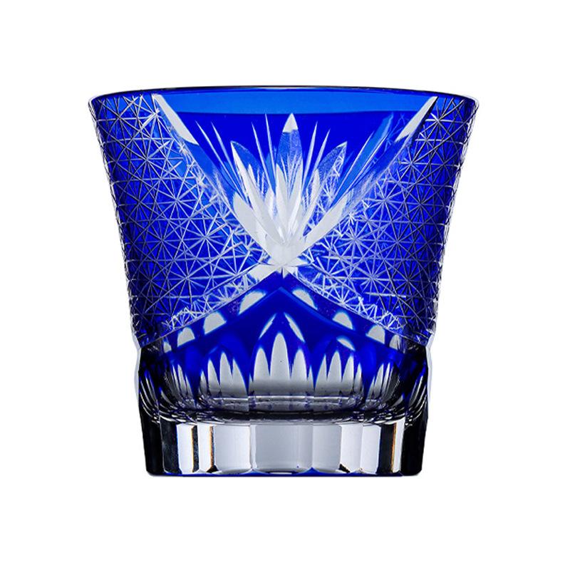 Hand Carved Edo Kiriko Whiskey Glass Japanese Crystal Ocean Heart Barware