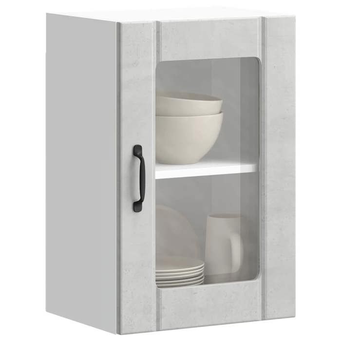 VidaXL Armoire murale de cuisine avec porte en verre Lucca gris béton, meuble mural de cuisine, armoires murales avec 853771