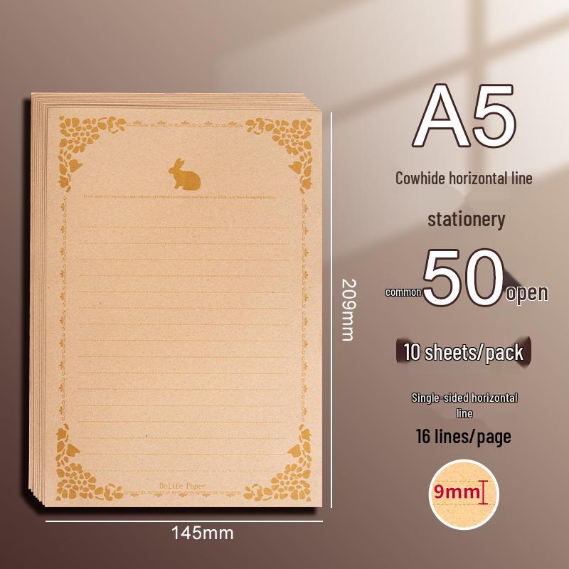 Vintage-Style Thick Kraft Paper Envelopes & Letter Set for Handwritten Notes & Birthday Cards