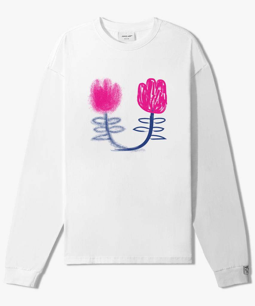 Yankoaleupeu Flower Semi-Oversized Long Sleeve - White
