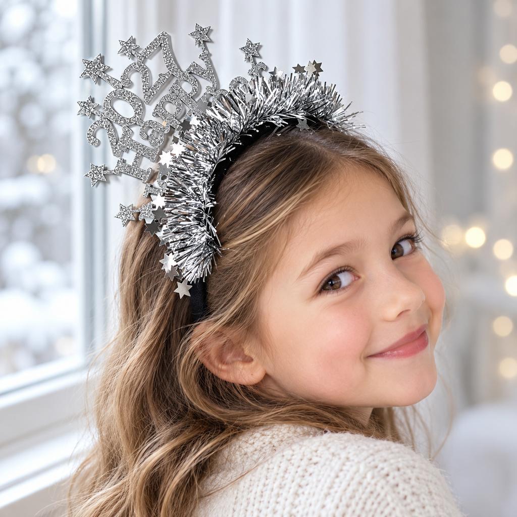 Party Photo Prop Dimensional Kids Party Headband Happy New Year Headband Black Fabric-Covered Stage Performance Headband