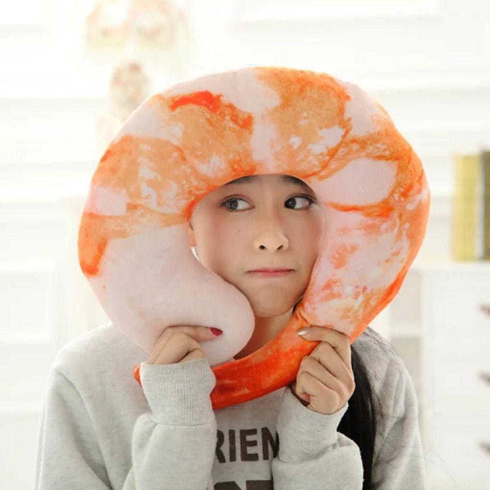 U Neckpillow U Neckpillow Shrimp Pillow Animal Doll Plush Peeled Prawns Plush Toys  Birthday Gifts