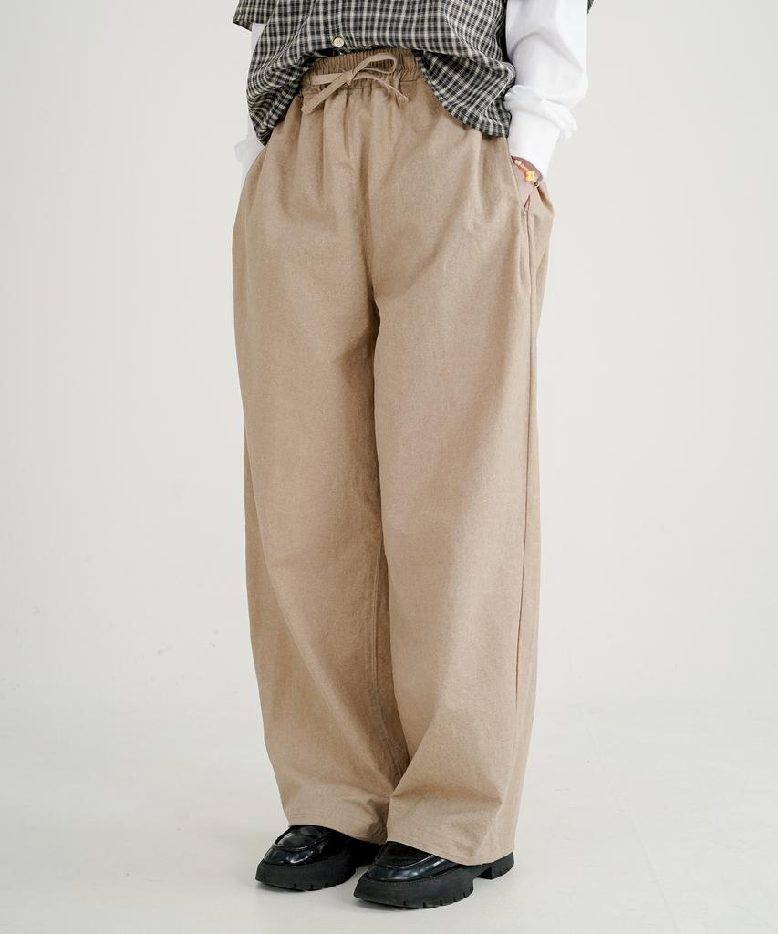 WV PROJECT Turn-Dyed Like Linen Elastic Waist Pants Beige Jnlp7717