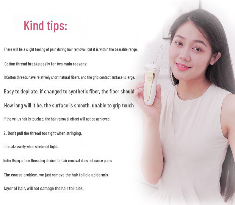 Epilatör ve İplik Alma Fonksiyonlu Dijital Yüz Masaj Aleti ve Tüy Alma Aracı