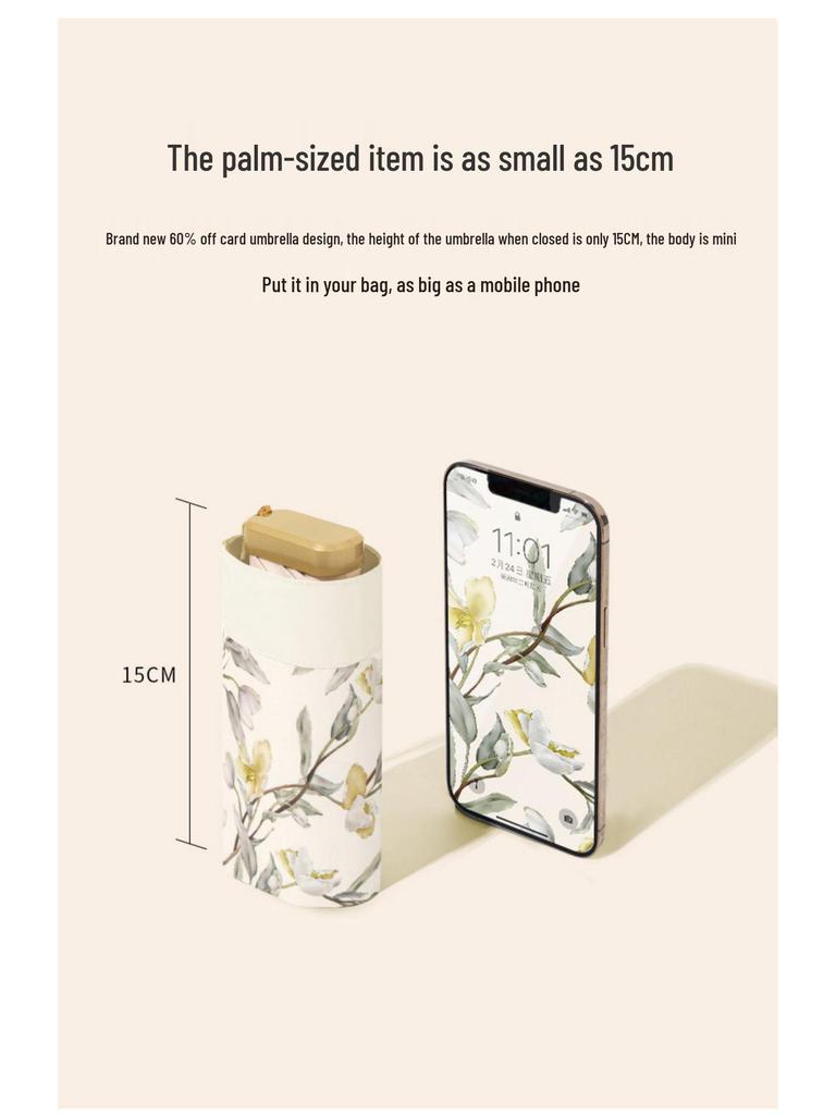 Know Parapluie Mini Plat Six Plis Haut de Gamme Protection UV Double Usage Pare-Soleil & Parapluie de Pluie