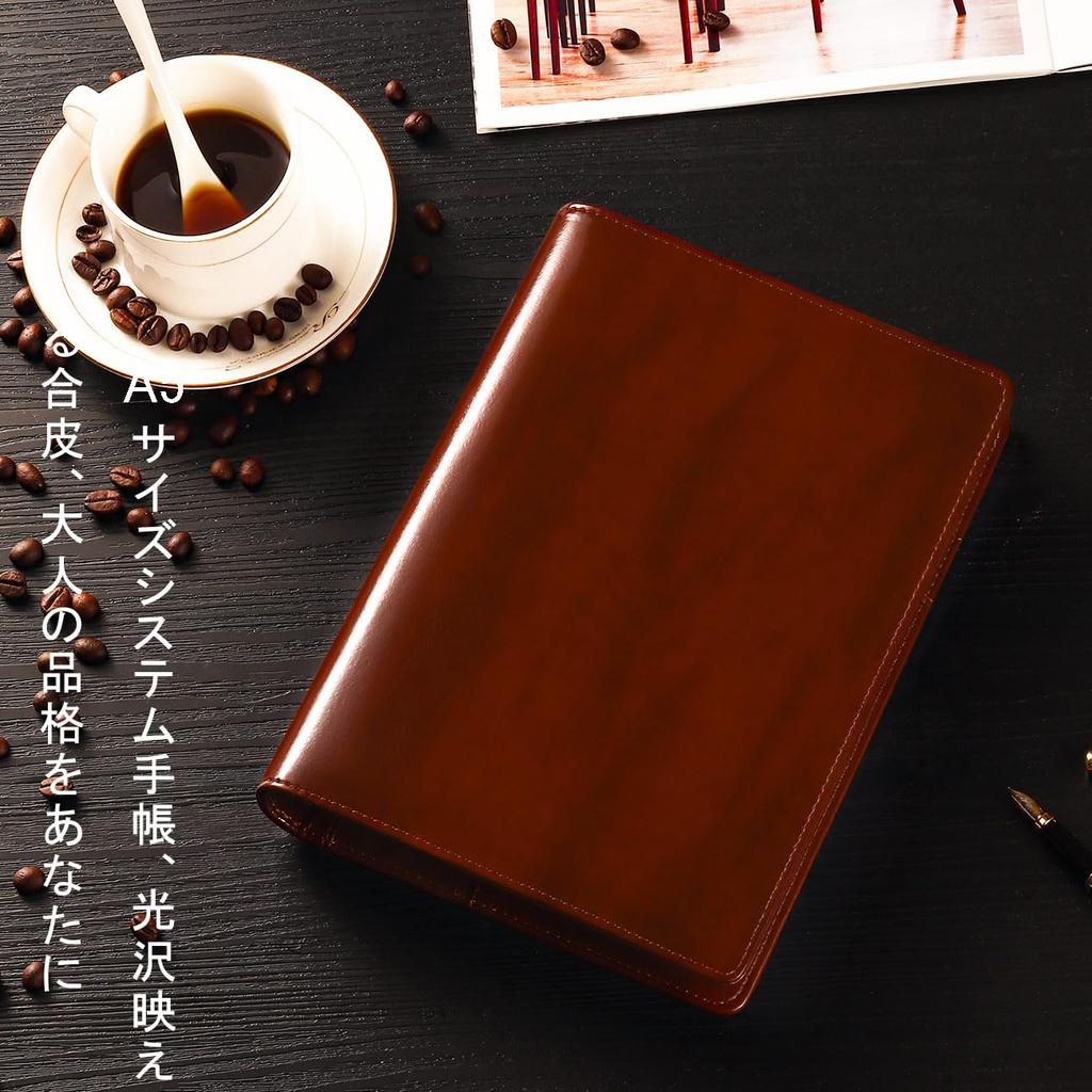 A5 Size System Schedule Refillable Leather Card Business A5 Business Office Supplies RIHUA Planner, 6-Ring Binder, Book, Notebook, Holder,