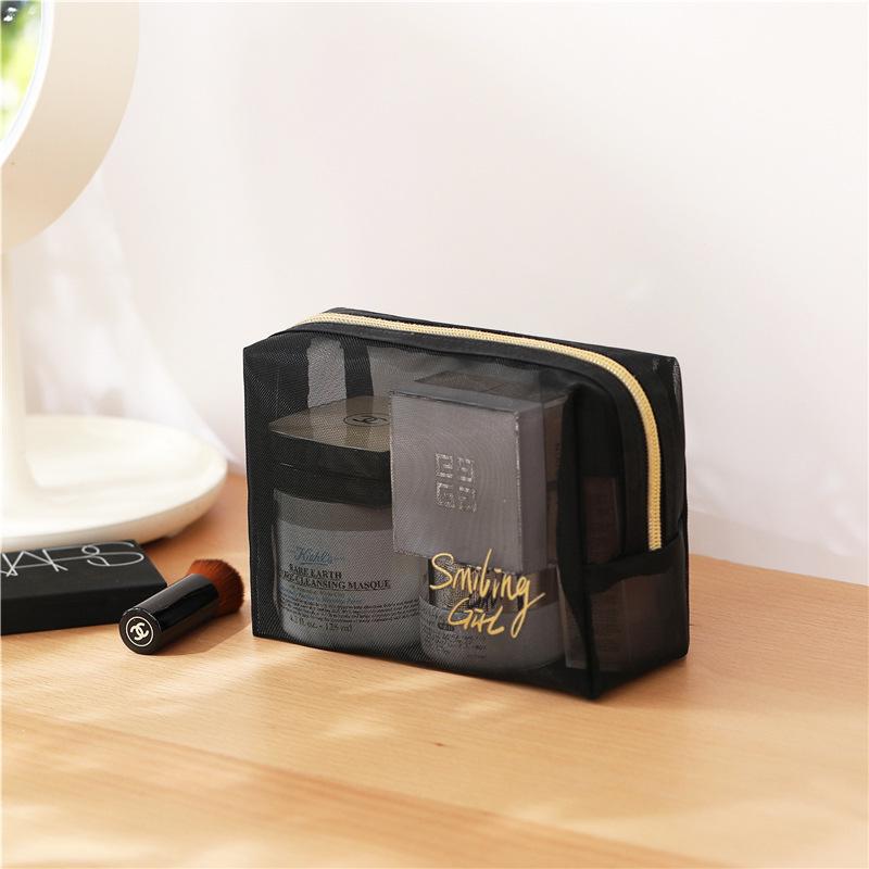 

Черный сетчатый дорожный набор косметичек - Пятипредметный органайзер для туалетных принадлежностей и макияжа