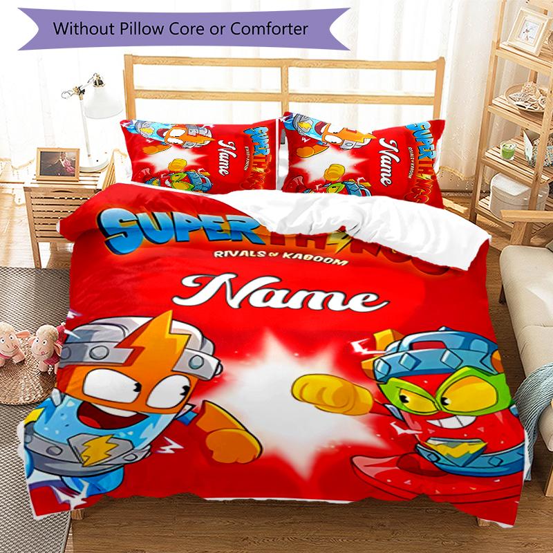 3pcs Custom Name SuperZings Bedding Set Duvet Cover Closure Includes 1 Duvet Cover & 2 Pillowcases for All Seasons Bedroom Decor
