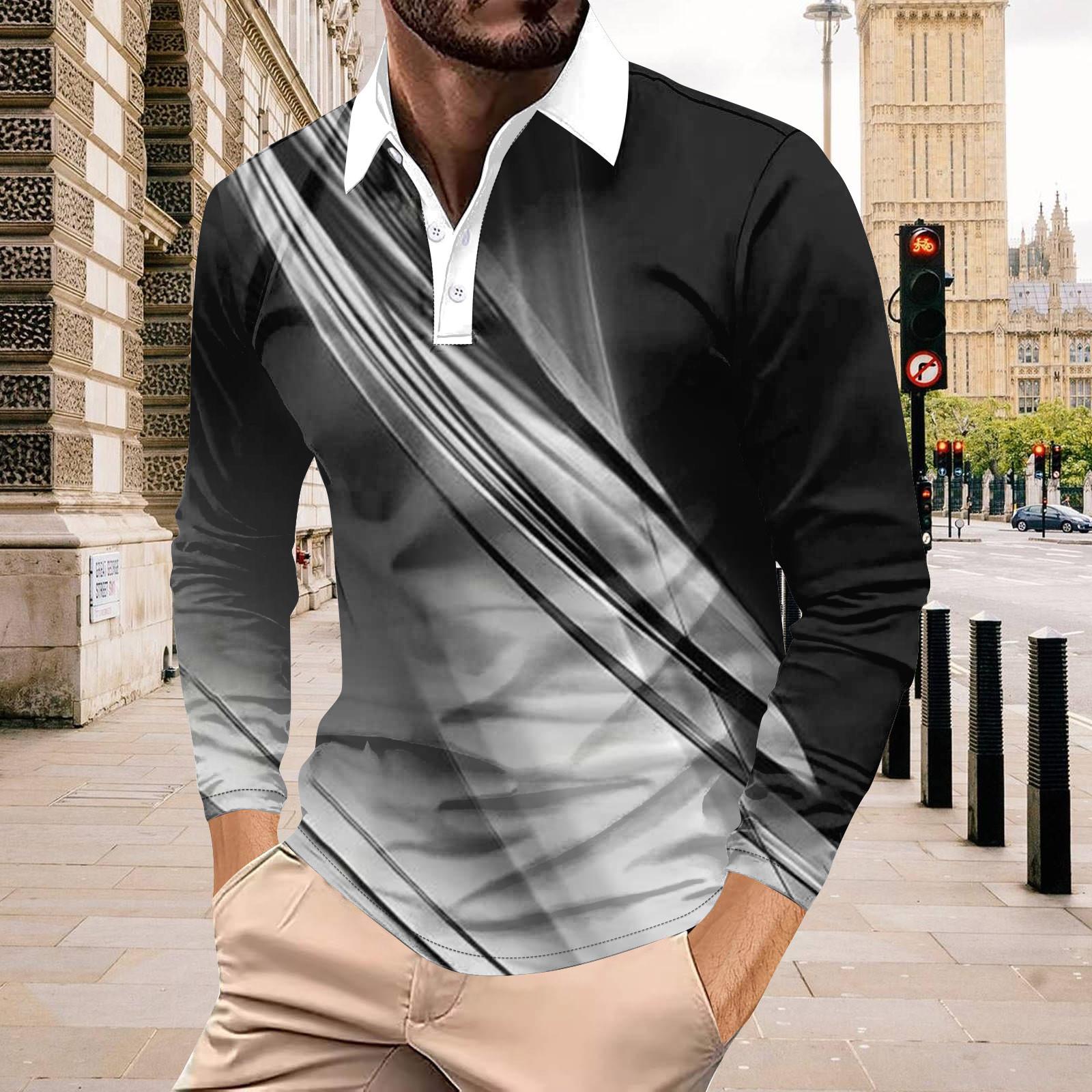 

Мужская рубашка для гольфа, повседневная спортивная, с V-образным вырезом, ребристый воротник, с длинным рукавом, модная, повседневная, однотонная, однотонная, весна-лето, стандартная посадка S