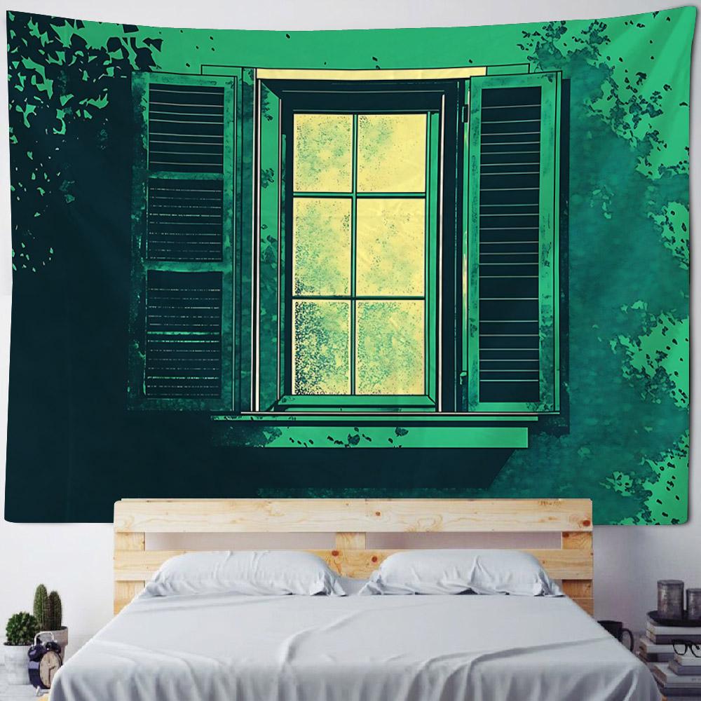 Imitation window art decorative tapestry, retro oil painting, home background wall hanging, bedroom and dormitory wall cloth