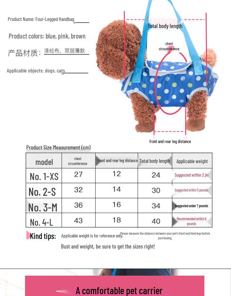 Teddy Dog Style Pet Travel Backpack: Four-Legged, Single Shoulder Crossbody Bag