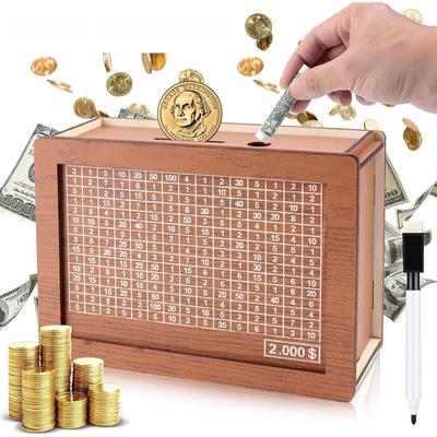 ABD Doları Banknotları İçin Sayaçlı Ahşap Kumbara - Para Saklamak İçin Sınır Ötesi Para Kutusu.