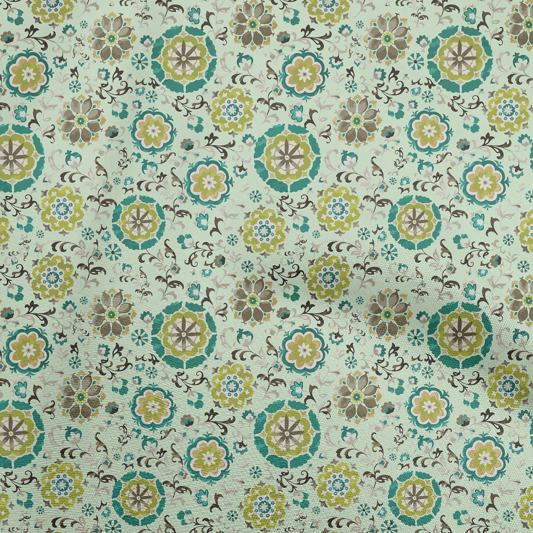 

oneOone Cotton Flex Grayish Blue Fabric Asian Suzani Sewing Fabric By The Yard Printed Diy Clothing Sewing Supplies 40 Inch 42 Inch Wide - Viscose Chiffon світло-зелений колір