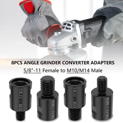 8Pcs M10 and M14 Angle Grinder Converter Adapter Thread Kit CRV Steel Interface Connector for Angle Grinder Polisher