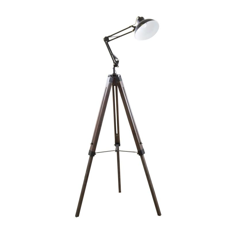 Gasoline - Office Vielli - Lampadaire Décoratif - Bois Et Métal - Pied 170 Cm - Abat-jour 20 Cm