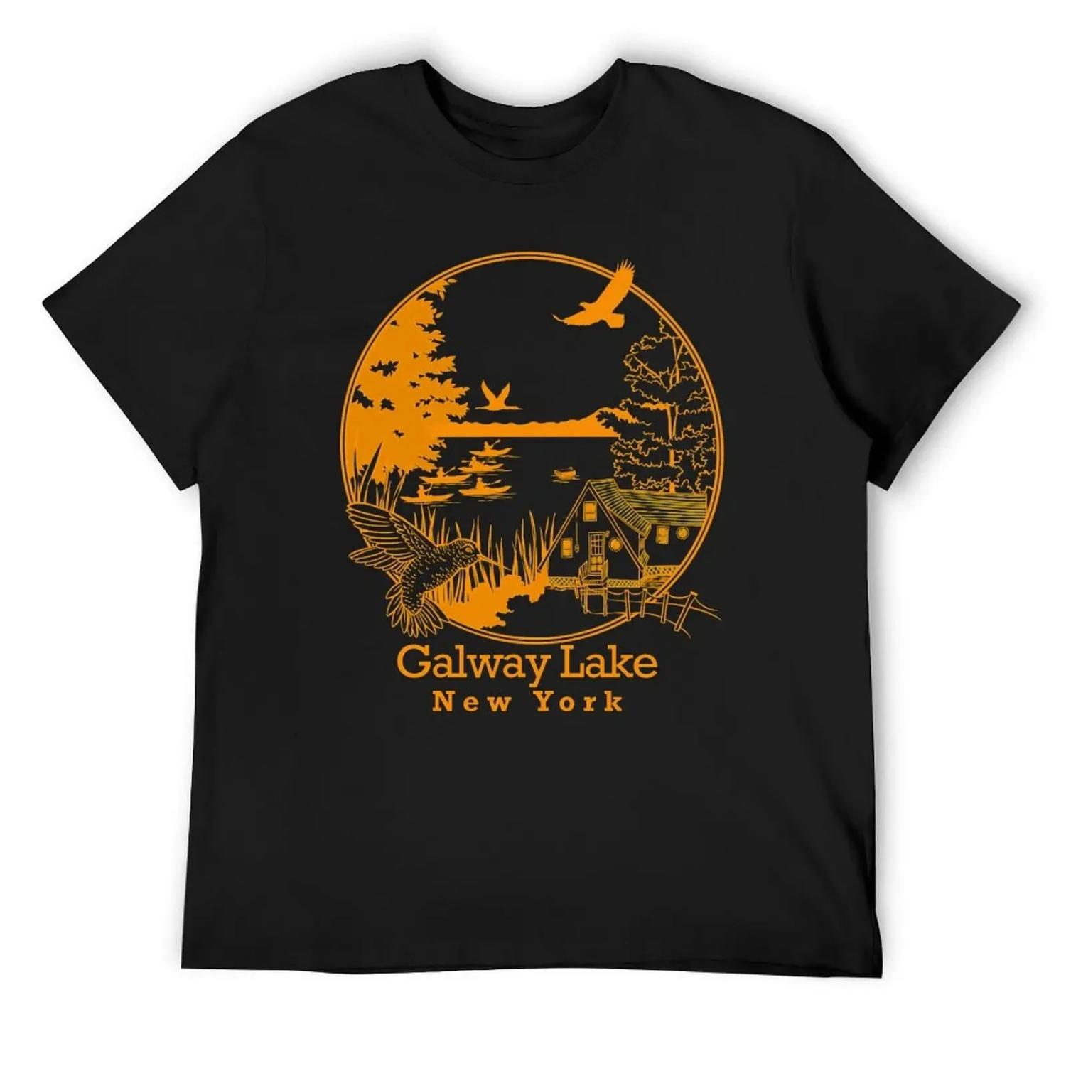 

Galway Lake Single Color Golden T-Shirt Short sleeve tee graphic t shirt vintage vintage anime shirt Men s t-shirts XXXXXL чорний